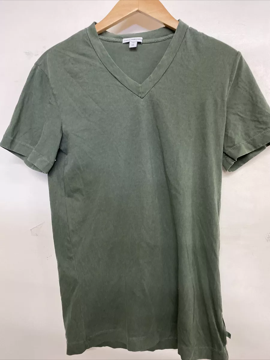 James Perse Clothing Men s Basic Classic Olive Green S S V Neck Tee MLJ3352 New