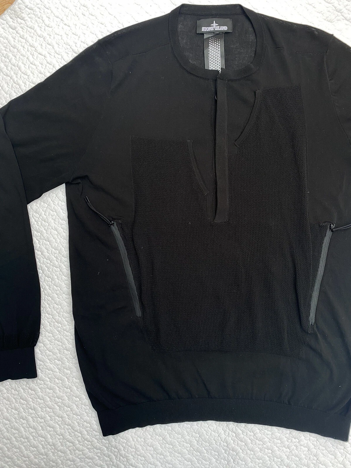 Stone Island Shadow Project tunica tascabile a goccia leggera lavorata a maglia nera