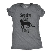 Womens Spooky Cat Lady T Shirt Funny Black Cat Halloween Tee