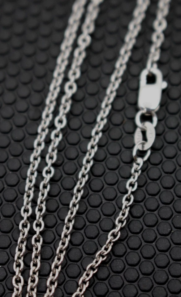 14K Solid White Gold Cable Chain 1.25mm Thin Necklace 16 "in - Image 4 of 4