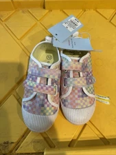 Cat & Jack Little Girls Checkered Sneakers. US Size 12 New