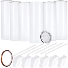 Sublimation Skinny Tumbler Straight Blank White 20oz - Sublimation Tumblers f...