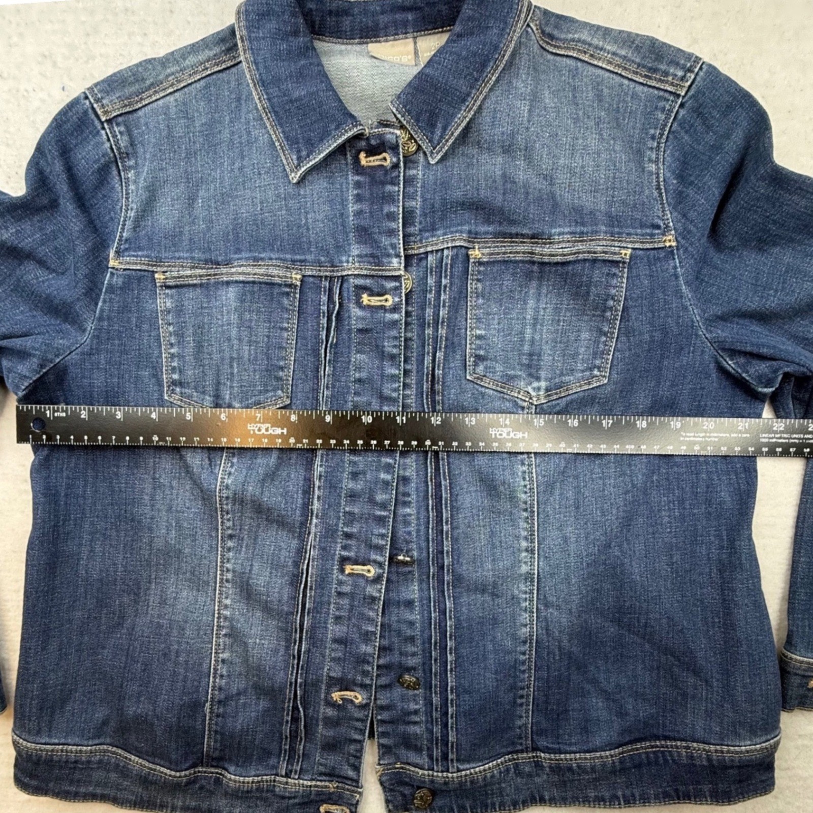 Chicos Denim Jacket Embroidered Patch Floral Jean… - image 7