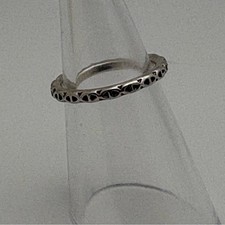 Silver Tone Textured Band Ring Minimalist Patterned Stack Ring