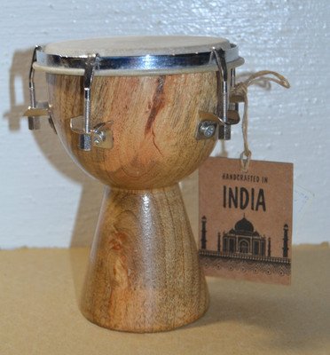 African Style Djembe Musical Bongo Handmade Wood Drum Decor India 6'' T x 4'' W