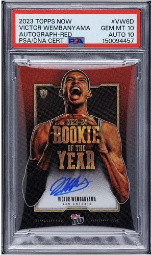 2023 Topps Now - Victor Wembanyama RC #VW6D Autograph Red /10 PSA 10/10 POP 1