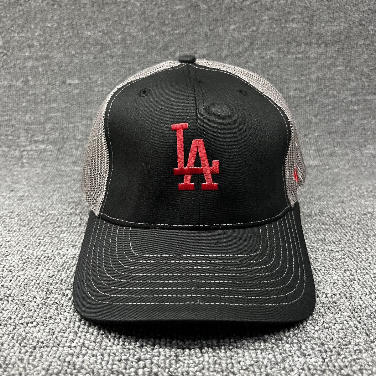 47 Brand Los Angeles Dodgers LA Hitch Trucker Hat Black Red Gray Mesh Snapback