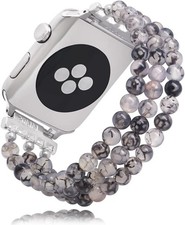 Natural Stone Beaded Strap Compatible with Apple Watch Series 9, 10 38mm 40mm
