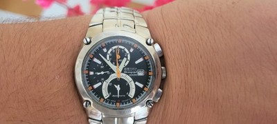 Seiko Sportura Alarm Chronograph Watch Ref 7T62-0ED0 läuft