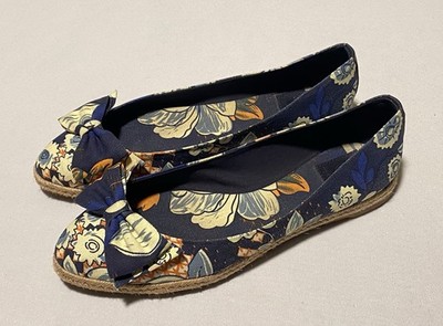 Tory Burch Tasmin Floral Espadrille Flats Bow Women Loafers Shoes Size 11B Spain