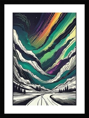 Bold Northern Lights Framed Wall Art Poster Canvas Print Picture
