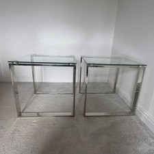 Glass and Chrome Side Tables Pair