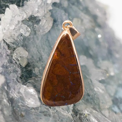 'Lyrielle' Queensland Natural Boulder Opal 28.00 ct S925 Silver Handmade Pendant