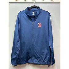 Boston Red Sox Baseball Jacket Fleece Lined Zip Up Mens Large Blue Pockets