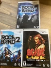 Nintendo Wii Rock Band Game Lot - Rock Band 1 & 2, AC/DC Live Track Pack All CIB