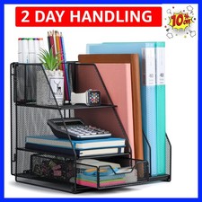 Desk Organizer, File Organizer for Desk with 2-Tier Paper Letter Tray, Drawer...