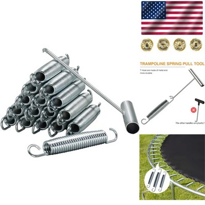 Durable 5.5-7 Inch Galvanized Trampoline Springs with T-Hook Tool - 16 Pack