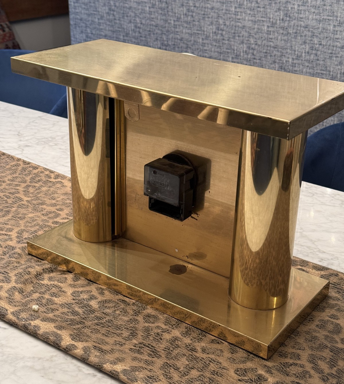 MCM Brass Mantel Clock/Signed Curtis Jere/1970's