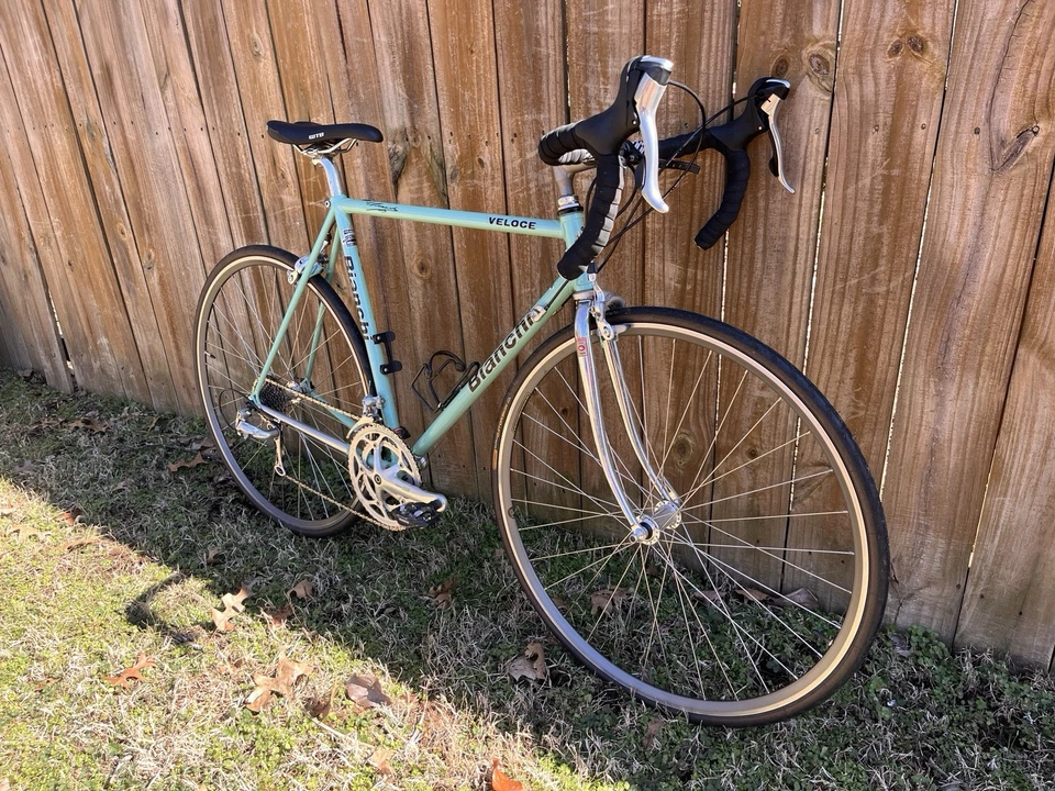 Bicicleta de Carretera Bianchi Veloce 55cm Colón Trono Acero Celeste Verde Cromo Años 90 Foto 2 de 4