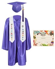 Preschool Graduation Cap Gown Stole Package with 2025 Tassel Certificate