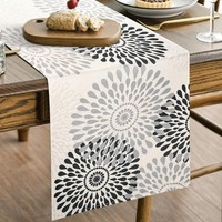 TischläUfer Blumen Dahlien Leinen 40X140 Cm Boho Deko FüR Hochzeit Geburtstag