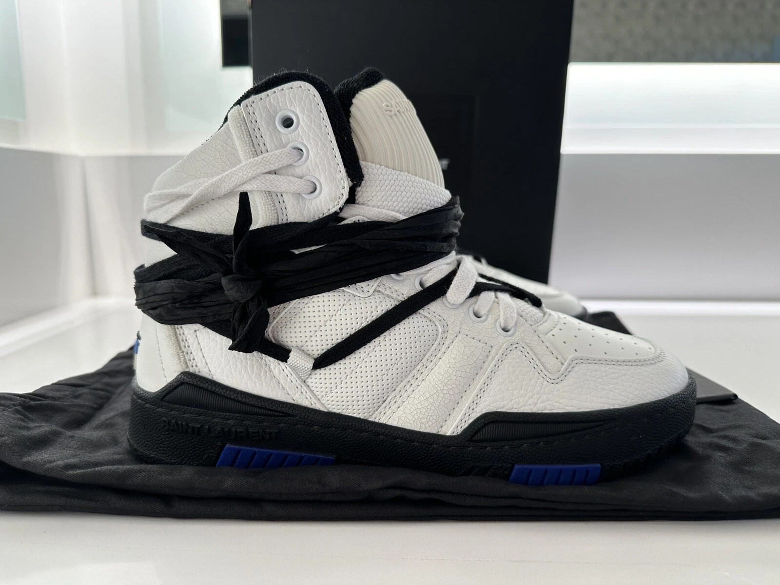 Sneakers Saint Laurent Smith High Top Cure 05 bianco nero blu taglia 39 NUOVE