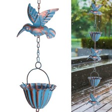 7.8FT Copper Rain Chains Gutters Outside Lotu...
