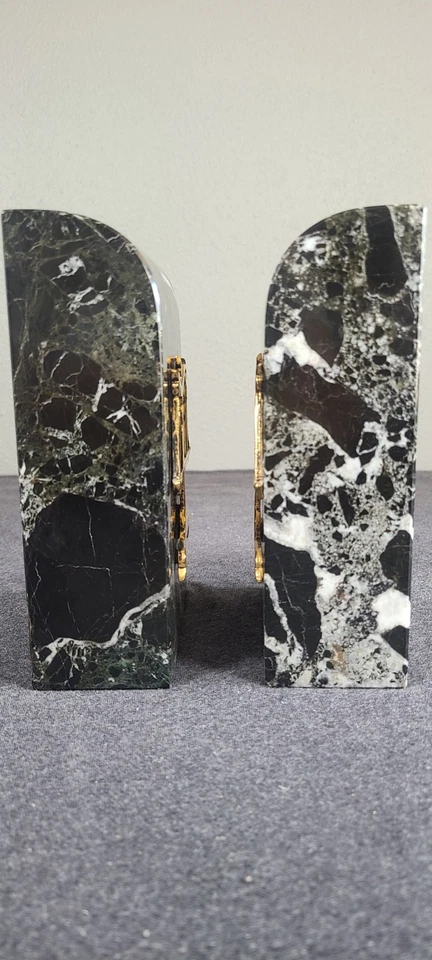 Marble Bookends Gold Tone Scales of Justice | Lawyer Judge Decor | Legal Office  - Image 3 of 4