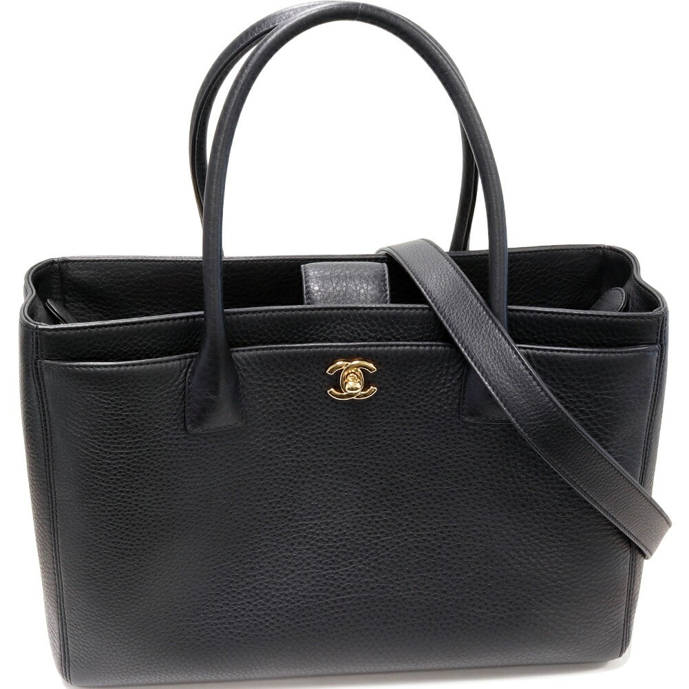 CHANEL Executive Soft Caviar Tote Bag in Black with Gold Hardware 2WAY A15206