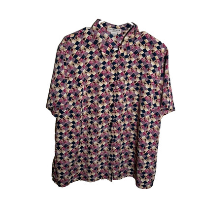 Notations Shirt Women's 1X Button Up Short Sleeve Collared Printed Top