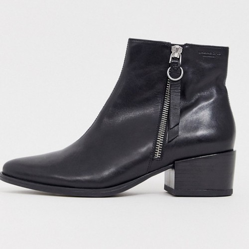 Vagabond “Marja” Side Zip Detail Leather Ankle Boots Sz 36EU / 6 US Black - Picture 10 of 11