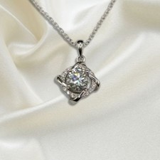 Authentic Moissanite Windmill Necklace Spring Ring Closure 925 Silver NWT