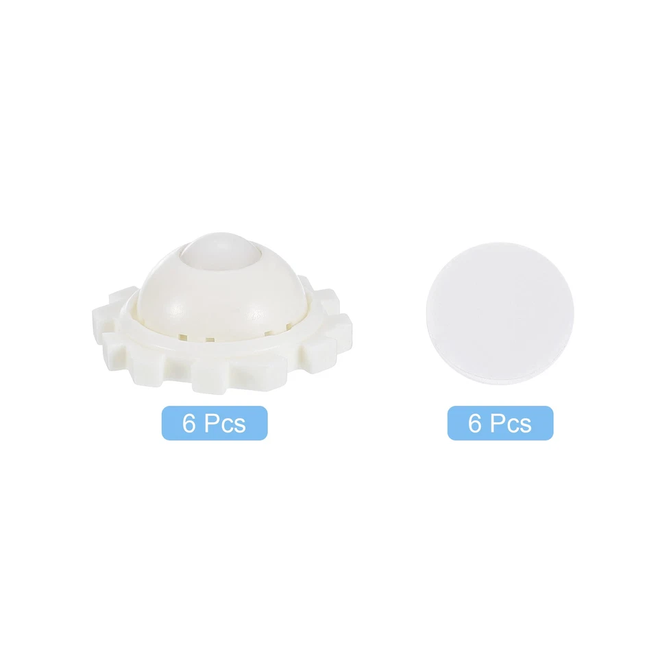 Selbstklebende Lenkrollen, Kunststoff 1,02 x 0,47" Schwenkrollen (6stk, Weiß) - Bild 3 von 4