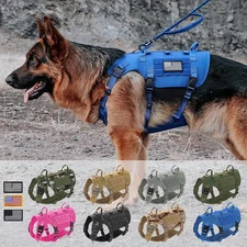 Military Tactical Molle Dog Harness Large Dogs Service Vest Heavy Duty No-pull
