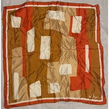 VERA Neumann Scarf  Ladybug Signed  22" x 22" Orange/Gold Geometric