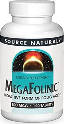 Source Naturals MegaFolinic, Bioactive Form of Folic Acid, 800 mcg - 120 Tablets