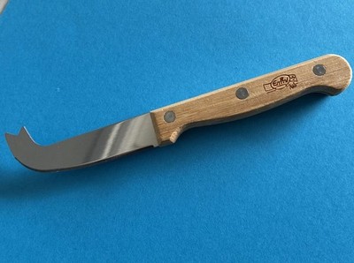 Cheese Knife Curved Stainless Blade Wood Handle Serving Utensil Emmi brand 