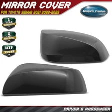 Pair Side Vew Mirror Cover Cap Set Smooth Black for Toyota Sienna 2021 2022-2025