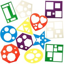 12 Pieces Geometric Stencils Template Set for 4.9 x 5.1 Inch, Cute Colors