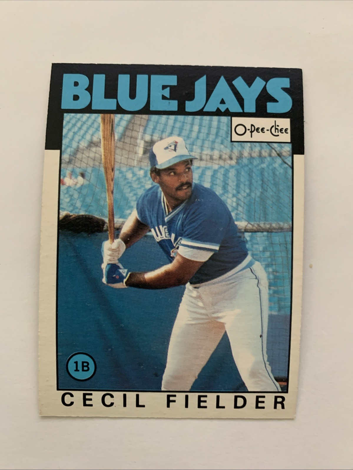 Cecil Fielder RC rookie card, 1986 O-Pee-Chee #386, Toronto Blue Jays, OPC