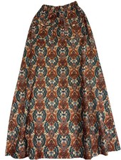 Vtg 70s Henri Boho Maxi Skirt Size 9/10 Brown Paisley Pockets A Line Hippie