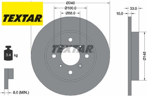 2X Bremsscheibe Textar 92153300 2 Bremsscheiben Hinterachse Hinten FüR Suzuki-image