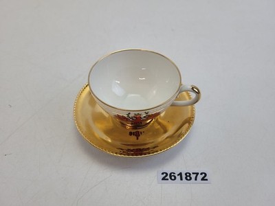 Mokkatasse Tirol Bavaria Tirschenreuth Porzellan Gold Rot   Andenken #261872