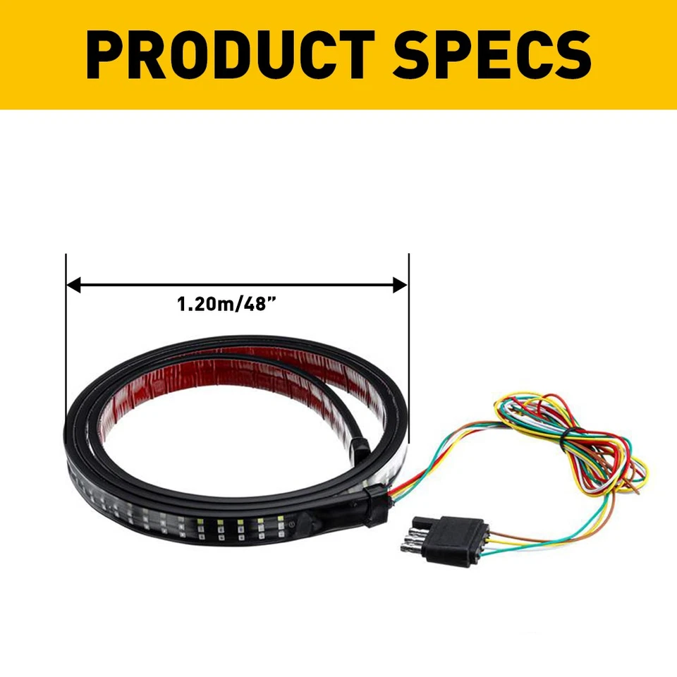 48" Strip Led Tailgate Light Bar Reverse Brake Signal Fits 12V Truck Accessories - Image 4 of 4