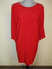 VTG Cache FAB! Rhinestone Accents Batwing Blouson Dress in Red Size Medium