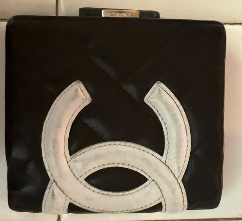 Authentic CHANEL Cambon Quilted Leather Compact Wallet France