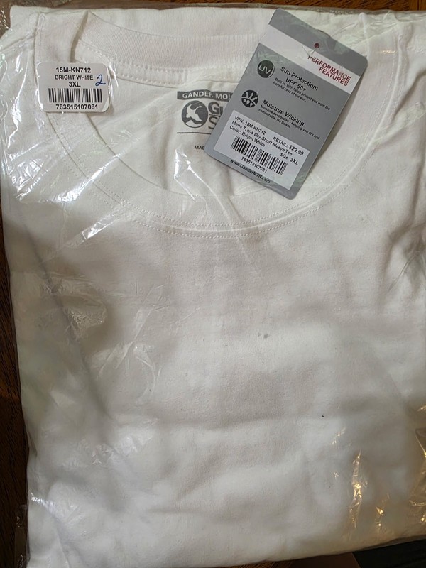 New With Tags Men's Gander Mountain 3xl TransDRY, UPF50 T Shirt White