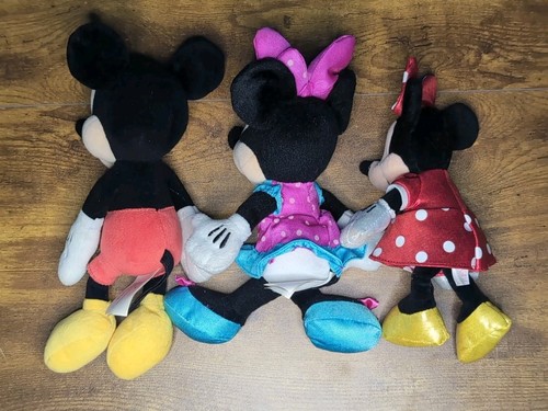 Mickey and Minnie Mouse Disney Plush Lot of 3 Ty Sparkle Minnie 8" Just Play 10" - Picture 3 of 7