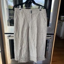 Sundance Striped Linen Wide Leg Crop Women SZ P6 Draw String Detail New W/O Tag