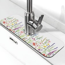 Wildflowers Floral Flower Kitchen Sink Splash Guard Faucet Mat Super Absorben...
